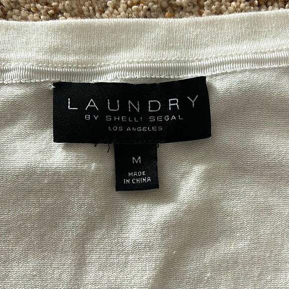 Laundry by Shelli Segal White Lace Sleeve Sweater Shirt Top **Size M** - Picture 3 of 3